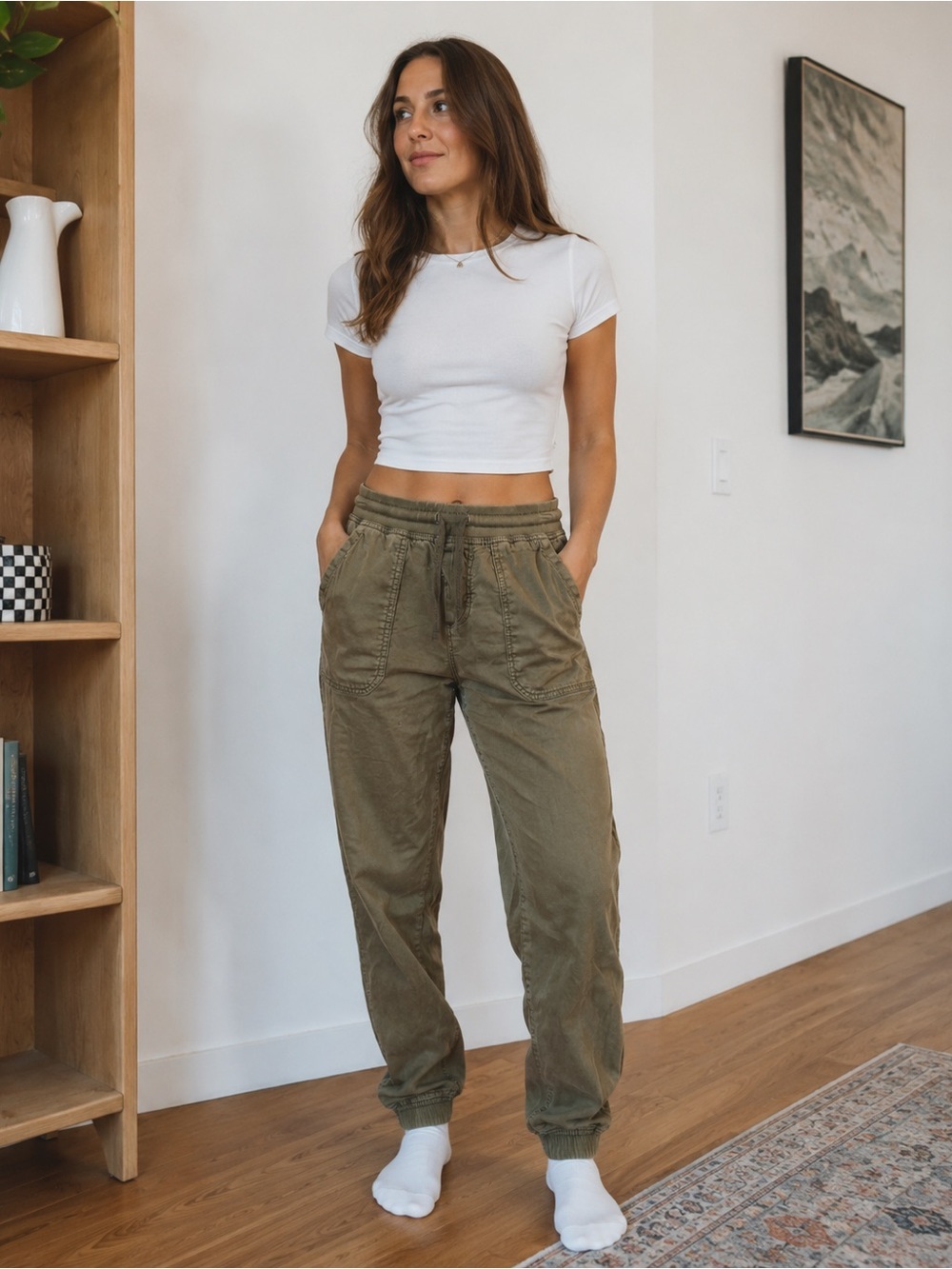 Marine Layer Green Drawstring Jogger Pants Small Cotton Blend